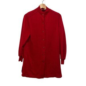 Rodier Vintage  Red Lamswool Cardigan Sweater Size 42 Womens